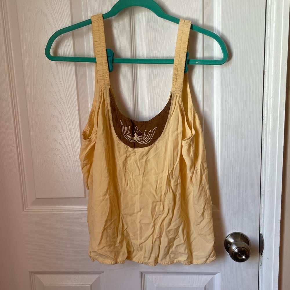 Butter Yellow Embroidered Tank Top